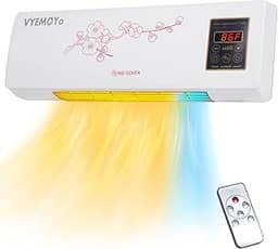 Aquecedor de parede, aquecedor elétrico de ambiente para quarto, aquecedor elétrico de 1400 W, visor de LED, termostato ajustável, temporizador, proteção de segurança, design silencioso sem ventilador