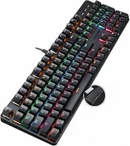Teclado Gamer Mecânico Blue Switch Iluminação LED RGB | Anti-Ghosting QWERTY PT-BR USB | Compatível com PC, PS4, PS5 e Xbox – Desempenho Preciso e Durabilidade para Jogos