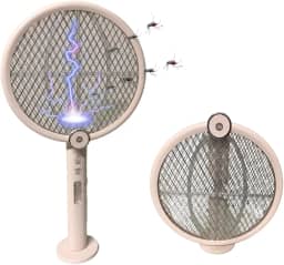 Raquete Elétrica Mata Mosquito Pernilongo E Insetos Dobrável LED Recarregável USB Armadilha Contra Dengue UV Luz Roxa E Com Base Bivolt