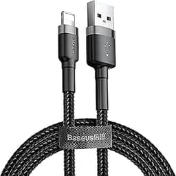 Cabo de carregamento e cabo de transferência de dados da série Baseus Cafule, USB-A e Lightning 1.5 A, 2 Meter, cinza - preto