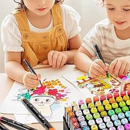 CANETAS PARA PINTAR BOBBIE GOODS, CANETA TOUCH120 CORES PARA LIVRO DE COLORIR, MARCADOR CANETINHAS PONTA DUPLA SECAGEM RÁPIDA - BASE ÁLCOOL - NÃO TÓXICA - PRESENTE CRIATIVO - ANTIESTRESSE-