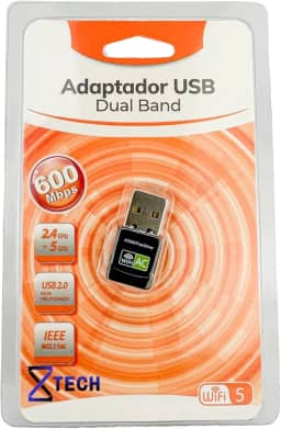 Receptor Wirelless adaptador Wifi Dual Band 2.4Ghz e 5.8Ghz 600mbps com Anatel 8XTECH