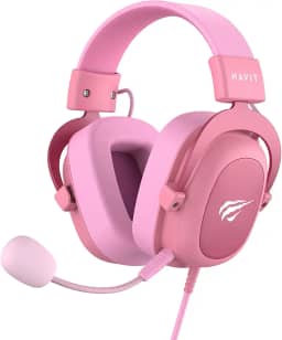 Havit Headphone Fone de Ouvido H2002d Pink, Gamer, com Microfone, Falante 53mm, Plug 3, 5mm: compatível com XBOX ONE e PS4, HAVIT, HV-H2002d Cor Rosa