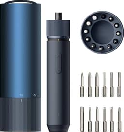 HOTO Conjunto de Chaves de Fenda Elétrica 3,6V, Multifuncional com 12 Pontas, Luz LED Sem Sombra, Ideal para Computador, Estante, Bicicleta, Azul