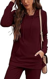 Conjunto de moletom feminino, conjunto de moletom com capuz, duas peças, roupa atlética de manga comprida, bolsos canguru