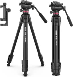 Tripé de câmera profissional ULANZI MT-56 Ombra, alumínio, preto, carga máxima de 6 kg, compatível com DSLR, filmadora, telefone, altura de 160 cm, pernas de 3 seções, cabeça de inclinação panorâmica