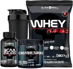 Combo Whey Protein Turbo + Bcaa + Creatina - Black Skull (Chocolate)