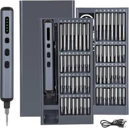 mini chaves de fenda elétrica – Chave de fenda elétrica 68 em 1 com pontas magnéticas – 64 pontas universais S2, 5 configurações de torque, 4 luzes LED – Kit de ferramentas para