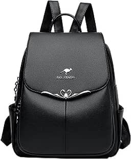 Mochila Feminina Vintage Minimalista Estilosa - Tecido PU com Cobertura de Aba
