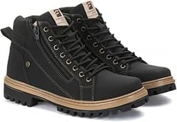 Coturno Masculino Bota Cano Médio com Zíper e Solado Tratorado Casual e Aventura