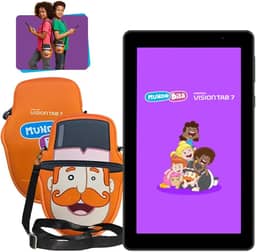 Tablet Infantil Positivo Vision TAB 7 Mundo Bita - Octa-Core 3GB RAM 64GB Armazenamento, Tela 7” IPS, Bateria 3100mAh, Android 14 Go, Wi-fi - Preto - Inclui 2 itens de proteção (capa e bolsa)