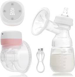 Bomba De Tirar Leite Elétrica, Coletor De Leite Materno Mãos Livres, Bomba de Mama Wearable Portátil, Livre de BPA, 3 Modos e 19 Níveis, Rosa