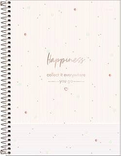 Tilibra - Caderno Espiral Capa Dura Universitário 10 Matérias Soho 160 Folhas - Listras Rosa e Lilás Happiness
