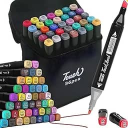 Estojo 36 Canetinhas Ponta Dupla – Kit Marcadores Touch Permanente para Colorir, Bobby Goods, Desenho Profissional e Escolar Linha Premium
