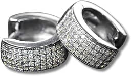 Brinco Unisex "Highstyle" – Cravejado com Zircônias – Semijoia de Luxo em Prata – Brilho Intenso – Acompanha Bolsa de Veludo