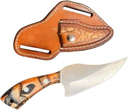 Faca campeira skinner de inox com bainha de couro Boiadeira (BRANCO)