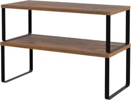 NEX Organizador de prateleira para armário de cozinha e balcão, empilhável e expansível, marrom