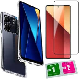 [GL CASES] KIT Capa Capinha Case Xiaomi Redmi 13C | Xiaomi Poco C65 Slim Clear Anti Impacto Silicone Transparente Flexível Anti Choque + Pelicula Redmi 13C | Poco C65 De Vidro 3D Cobertura Total