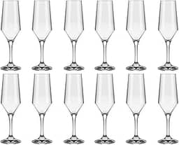 Jogo 12 Taças Champanhe Espumante 186ml SM Buffet Nadir Figueiredo Vidro Transparente