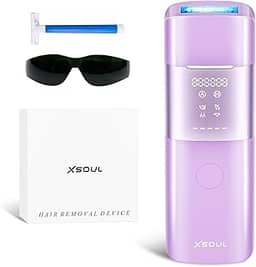 Xsoul Remoção de pelos a laser IPL com resfriamento, dispositivo indolor para mulheres e homens, remoção permanente de pelos em casa, ideal para axilas, pernas, rosto e biquíni, roxo