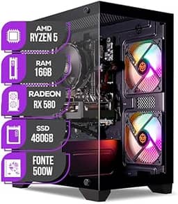 PC Gamer Mancer | AMD Ryzen 5 5600 | RX 580 8GB | 16GB DDR4 | SSD 480GB | Fonte 500W 80 Plus