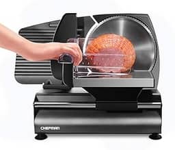 Chefman Fatiador elétrico com fatias ajustáveis, lâminas de aço inoxidável, pés seguros - para presunto, queijo, pão, frutas e vegetais