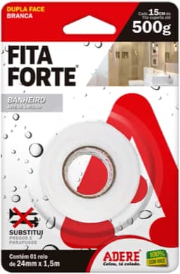 FITA DUPLA FACE FITA FORTE BANHEIRO 24MM X 1,5M ADERE, 255860