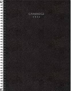 Planner, 2026, Visão SEMANAL, Cambridge Executivo, Espiral,Grande Dimensões 20 x 27,5 cm, Capa Preta, Com Bolsa Plástica interna, Marcação Horário Entre 7 e 22 Horas, Possui 80 folhas