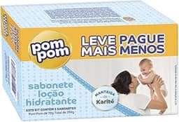 Kit Sabonete em Barra Pom Pom Loção Hidratante com 5 unidades de 70g cada