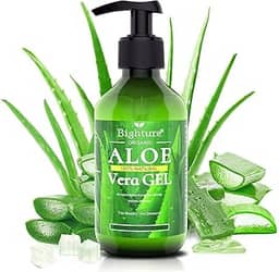 BIGHTURE Gel de Aloe Vera, 100% Aloe Vera de folhas de aloe recém-cortadas, cuidados com a pele para acalmar profundamente e rapidamente, firmar, após o barbear, aliviar queimaduras solares etc