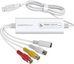Assistente de VHS para DVD com gravador de vídeo USB, placa de captura de vídeo, conversor RCA para USB, conversor Hi8 Mini DV para DVD para leitor de fita, câmera de vídeo, PC TV, compatível