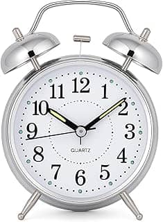 Relógio de Mesa Vintage Antigo Clássico Despertador Com Luz Led Noturna Em Metal Analógico MCL Distribuidora