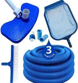 Kit Limpeza Piscina Aspirador + Peneira Grande + Escova Reta + Mangueira Flutuante + Adaptadores