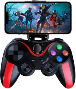 Controle Bluetooth para Celular, iOS, Android, PC, Suporte Integrado, Gamepad Recarregável com Joystick Ergonômico, Compatível com Smart TVs, Jogos Mobile, Ideal para Jogos e Aplicativos G7 (Vermelho)
