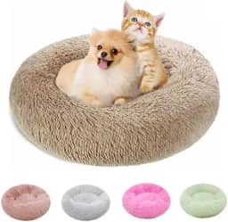 CAMA PET DONUT PELUCIA REDONDA P 40X40X12 Cachorros E Gatos CAMINHA NUVEM FUNDO ANTIDERRAPANTE E IMPERMEAVEL (MARROM)