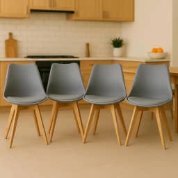 Kit 4 Cadeiras para Sala Mesa de Jantar Leda Wood Saarinen Base de Madeira Cinzas