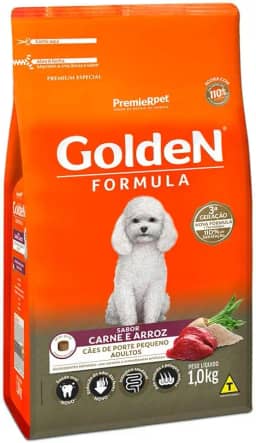 Ração Golden Fórmula Mini Bits Para Cães Adultos Pequeno Porte Sabor Carne E Arroz, 1Kg Premier Pet Para Todas Pequeno Adulto,