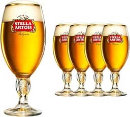 Jogo 4 Taças De Cerveja Stella Artois 250ml Ambev Copo Borda Dourada Cálice