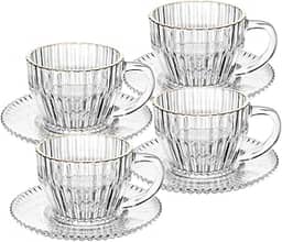 WOLFF - Conjunto 4 Xícaras de Café de Cristal com Fio de Ouro Imperatriz 110ml