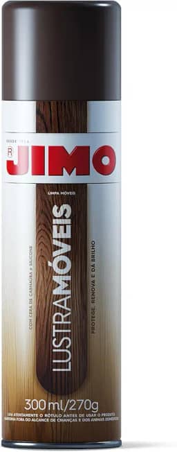 JIMO Lustra Móveis Limpa Renova Protege Mais Brilho na Madeira Clara ou Escura Fragrância Suave Aerossol 300ml
