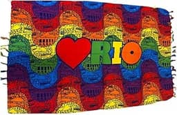 Canga de Praia Love Rio, Estampa Colorida Arco-Íris, Viscose, Tamanho Grande
