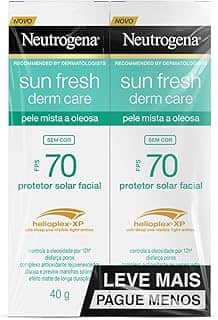 Neutrogena Sun Fresh Protetor Solar Facial Para Pele Oleosa Derm Care, FPS 70, Sem Cor, Kit com 2 Unidades de 40g