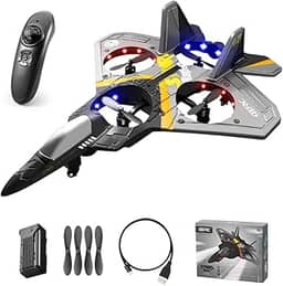 MIXCUT Drone de controle remoto para crianças e iniciantes, fácil de voar e pairar, quadricóptero RC Fighter Jet com rotação de 360°, indicação de luz LED, 2 hélices de lâmina, melhor presente para crianças, prata