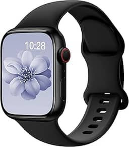 Pulseiras esportivas de silicone compatível com pulseiras de Apple Watch de 40 mm, 38 mm, 41 mm, 44 mm, 45 mm, 42 mm, 49 mm femininas e masculinas, pulseira de substituição esportiva macia e