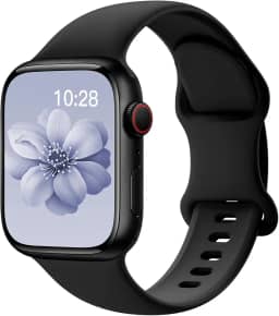 Pulseiras esportivas de silicone compatível com pulseiras de Apple Watch de 40 mm, 38 mm, 41 mm, 44 mm, 45 mm, 42 mm, 49 mm femininas e masculinas, pulseira de substituição esportiva macia e