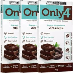 Kit com 3 Tabletes de Chocolate 70% Cacau de 70g cada - Only4