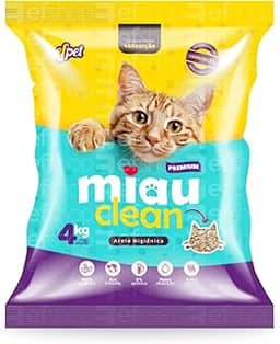 Areia Sanitária Antiodor Miau Clean Para Gatos Tira Cheiro (4 kg - Natural)