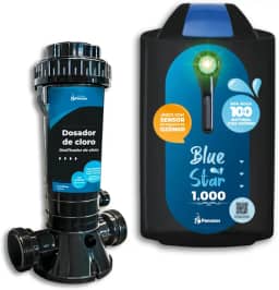 KIT Gerador de Ozônio Blue Star 1000 e Dosador de Cloro Piscina até 25.000 Litros