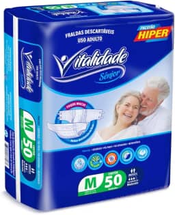 Fralda Descartável Geriátrica Prevent Care Vitalidade Sênior Pacotão Revenda Fita (TAMANHO M 50 UNIDADES 40 a 70kg)