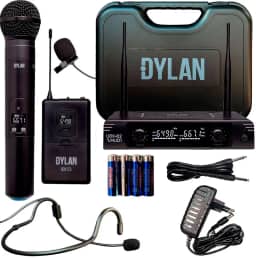 Microfone Sem Fio Duplo Dylan Udx-05 Bastão + Lapela/headset Profissional